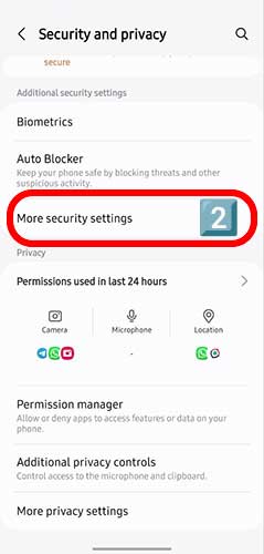 انتخاب more security settings
