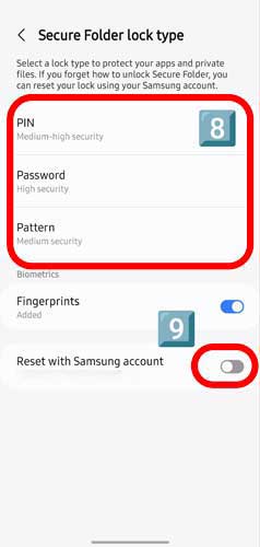 روش قفل گذاری Secure Folder