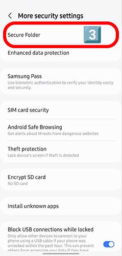 انتخاب Secure Folder